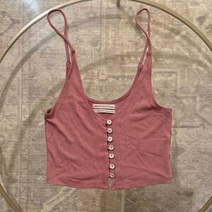 Urban Outfitters Mauve Ribbed Button Crop Top